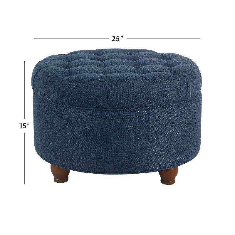 Large Tufted Round Storage Ottoman - HomePop