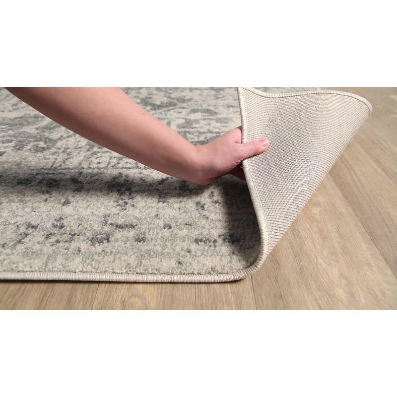 Reversible Blue and White Synthetic Runner Rug, 31"x8"