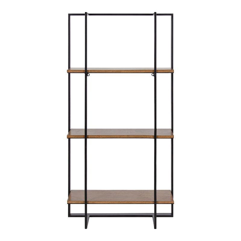 Kercheval Rustic Brown and Black 3-Tier Floating Wall Shelf