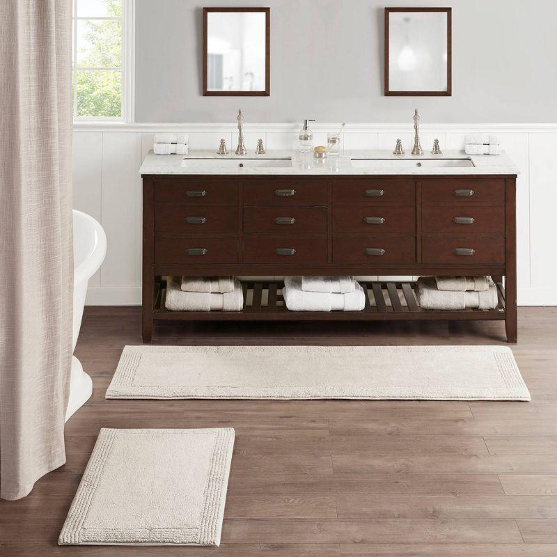 Madison Park 24"x72" Splendor Cotton Tufted Reversible Bath Rug Tan: Machine Washable, OEKO-TEX Certified