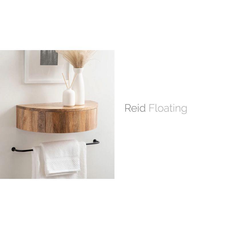 Black Ribbed Mango Wood Floating Side Table with Drawer