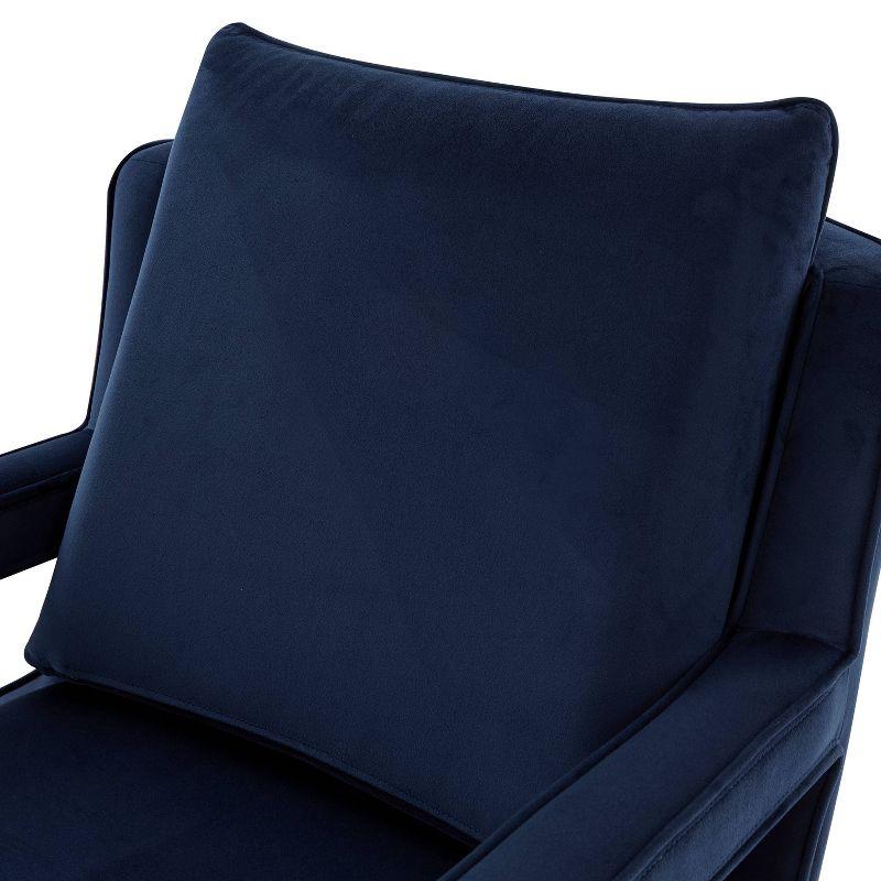 Questa Navy Blue Velvet Wooden Leg Accent Armchair