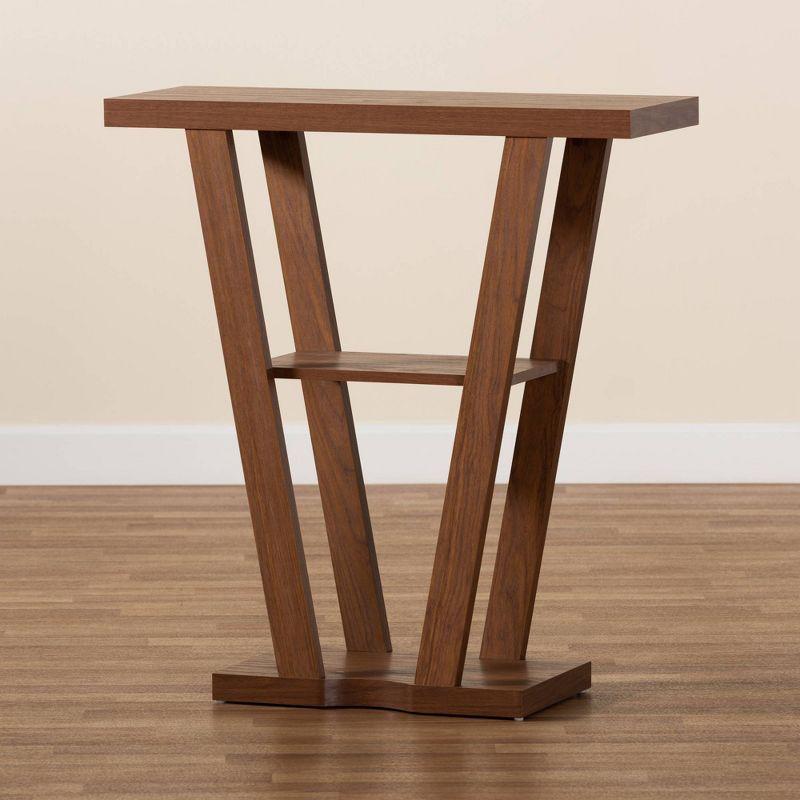 Boone Wood Console Table Walnut Brown - Baxton Studio: Modern Entryway Furniture with Shelf, Space-Saving Design
