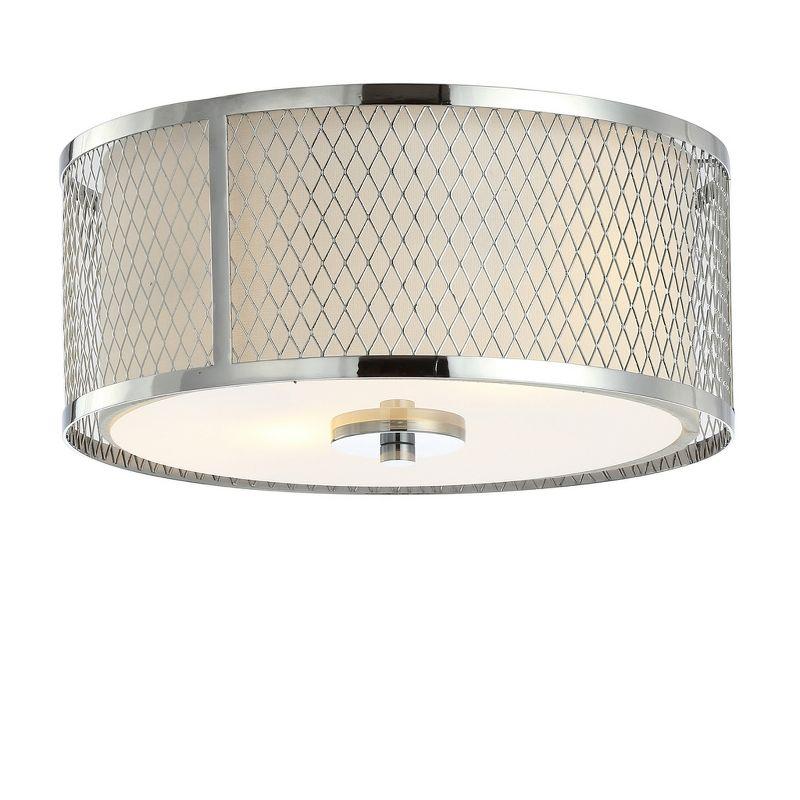 Braydon 12'' Chrome Drum Flush Mount with White Cotton Shade