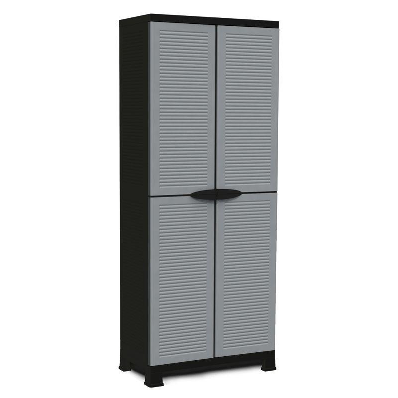 Gray Plastic 3-Shelf Lockable Utility Storage Cabinet