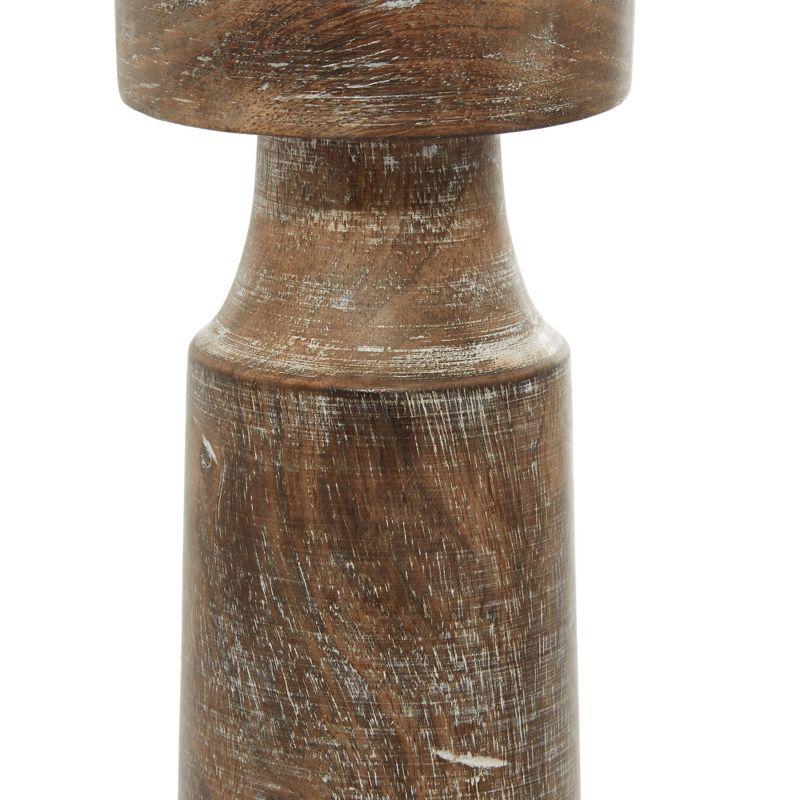 Olivia & May Set of 3 Rustic Cylindrical Mango Wood Candle Holders Brown: Modern Decor, Fits Pillar Candles