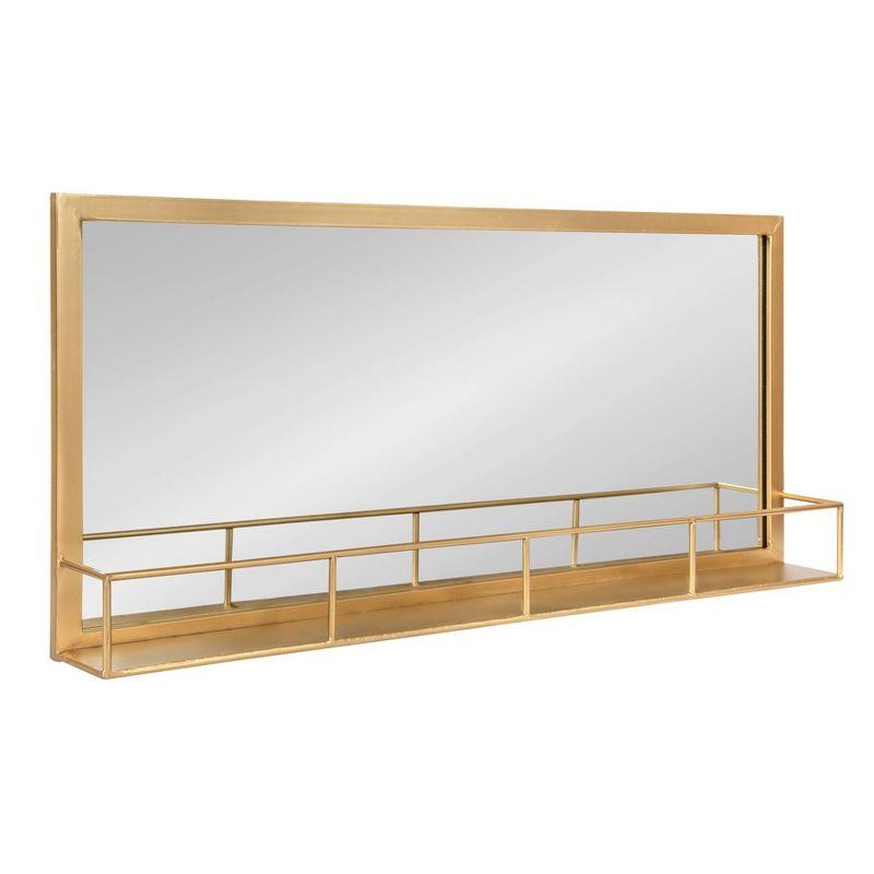 18" x 40" Jackson Metal Frame Mirror with Shelf Gold - Kate & Laurel All Things Decor: Chic Rectangle, No Assembly Required