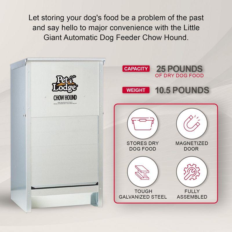 Little Giant Pet Lodge Dry Food Automatic Steel Dog Feeder Chow Hound 25 Pound Capacity