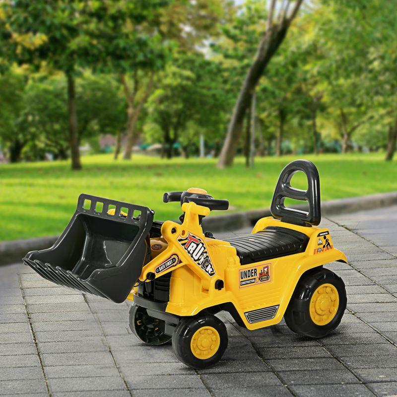 Yellow and Black Kids Ride-On Construction Truck with Storage