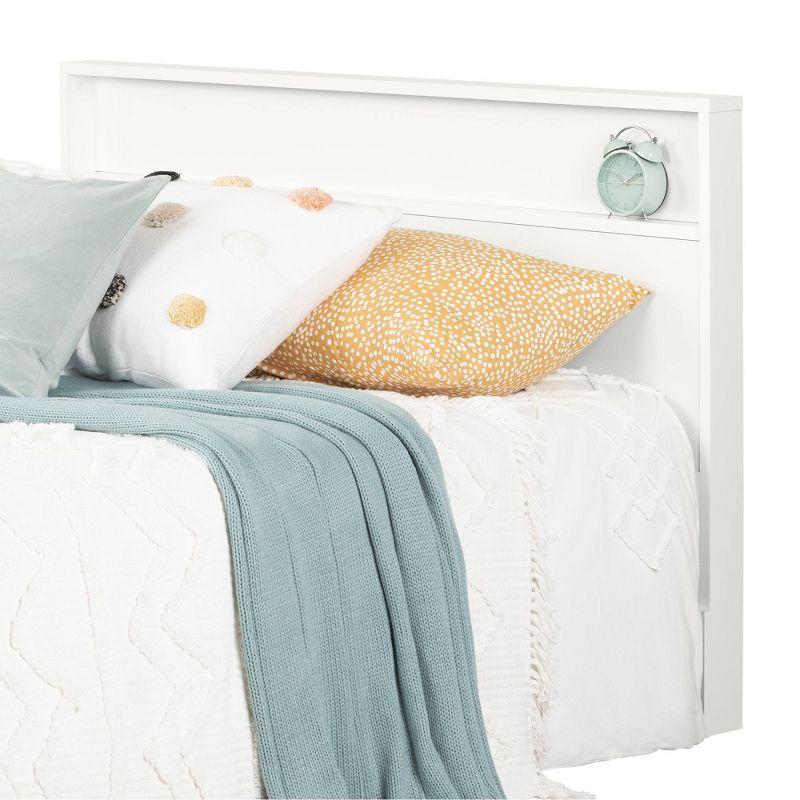 Full/Queen Kanagane Headboard with Shelf Pure White - South Shore