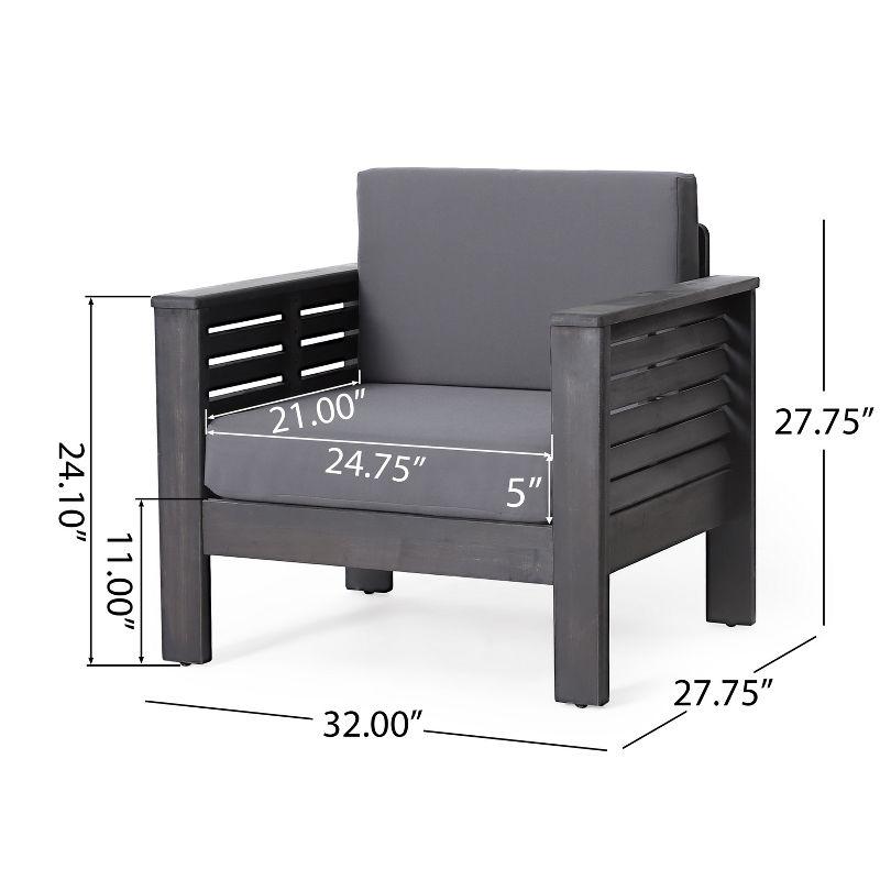 Christopher Knight Home Rabun Outdoor Acacia Wood 4 Seater Chat Set with Cushions, Dark Gray