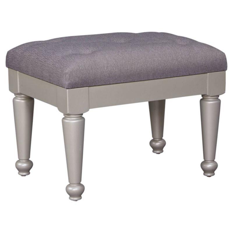 Coralayne Stool Silver - Signature Design by Ashley: Upholstered Vanity Bench, Tufted, PVC, Hardwood Frame