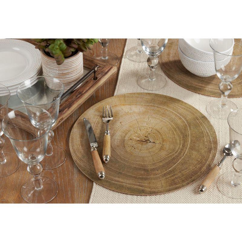 Saro Lifestyle Wood Print Placemat, 15" Round, Natural (Set of 4)