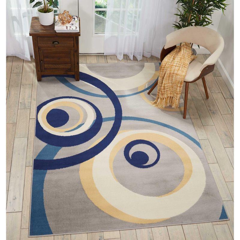 Nourison Grafix 5'3" x 7'3" (5' x 7') Grey Area Rug Retro Contemporary Geometric by Nourison