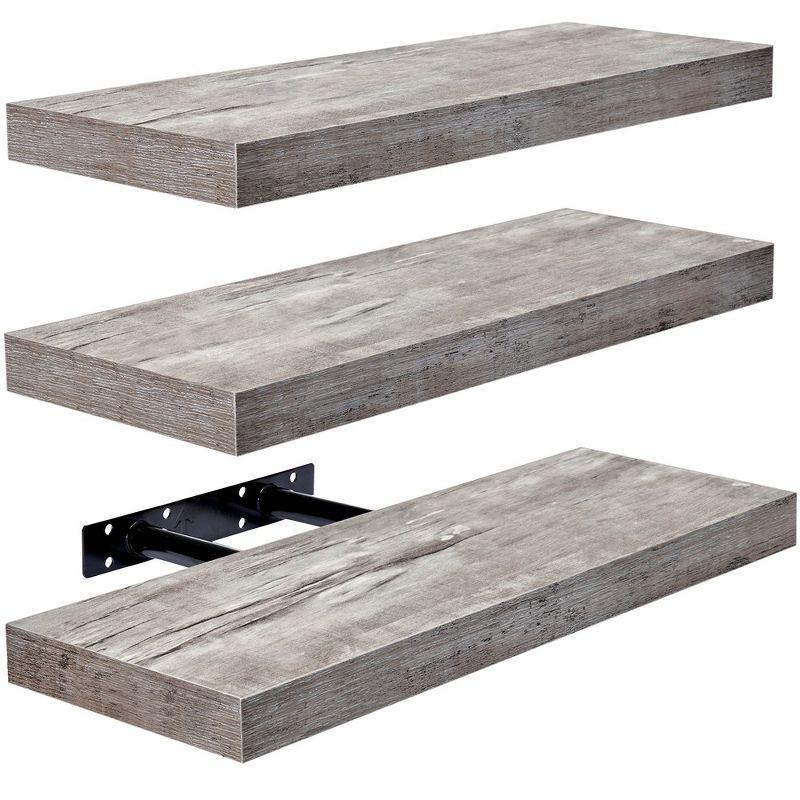 3 Pack 16 Inch Sorbus Rustic Floating Shelves - for Bedroom, Kitchen, Living Room, Office - Floating Shelf for Trophies, Books, Frames, etc