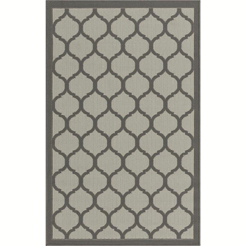 Unique Loom 3' 3 x 5' 1 Gray Outdoor Trellis Moroccan Area Rug