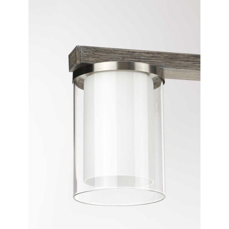 Progress Lighting Mast 4-Light Island Pendant, Brushed Nickel, Clear and Etched Glass Shades