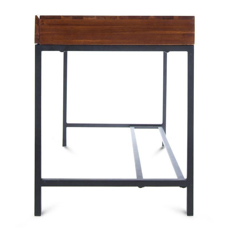 GDFStudio Lombok Industrial Acacia Wood Storage Desk, Dark Oak