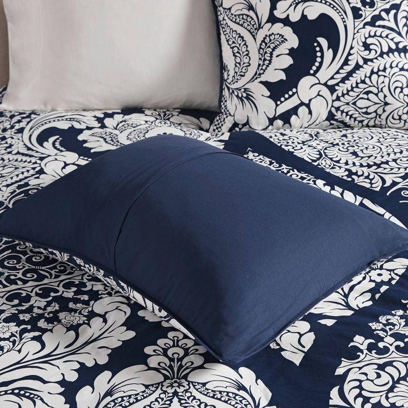 Navy and White Cotton Sateen Full/Queen Duvet Cover Set