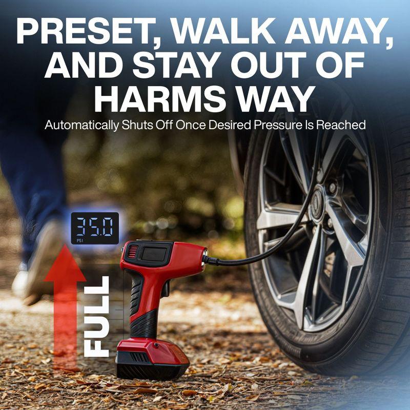 Bullseye Pro Portable Rechargeable Tire Inflator with Digital Pressure Gauge - Red