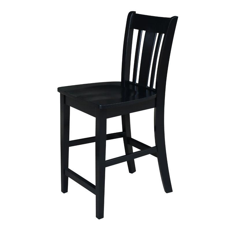 24" San Remo Counter Height Barstool Black - International Concepts: Solid Wood, Traditional Square Design, Durable Parawood