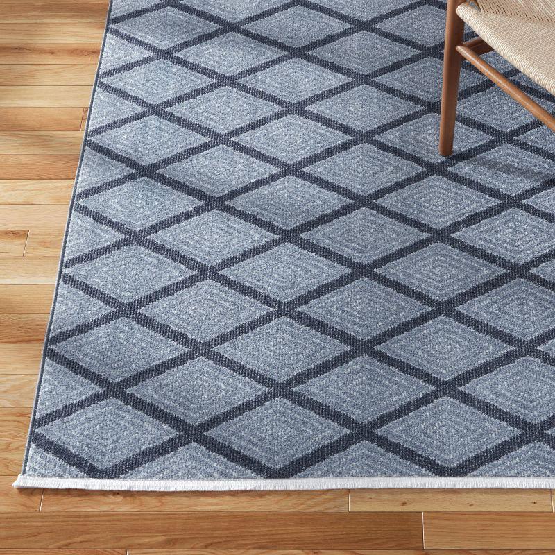 Town & Country Everyday Rein Solid Diamond Everwash Non-Slip Backing Washable Area Rug Blue