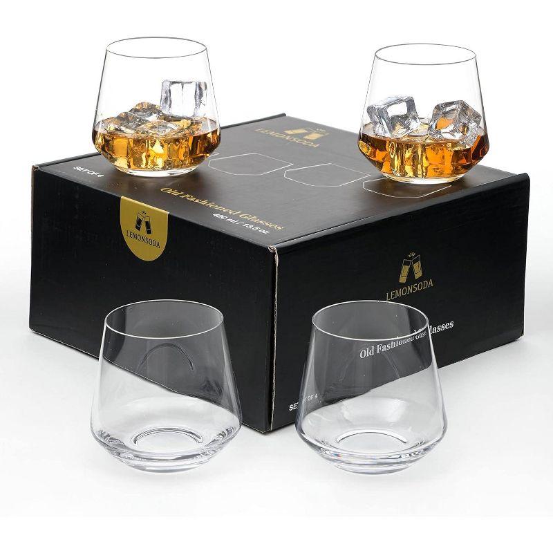 Lemonsoda Lead-Free Crystal Old Fashioned Whiskey Glasses Set