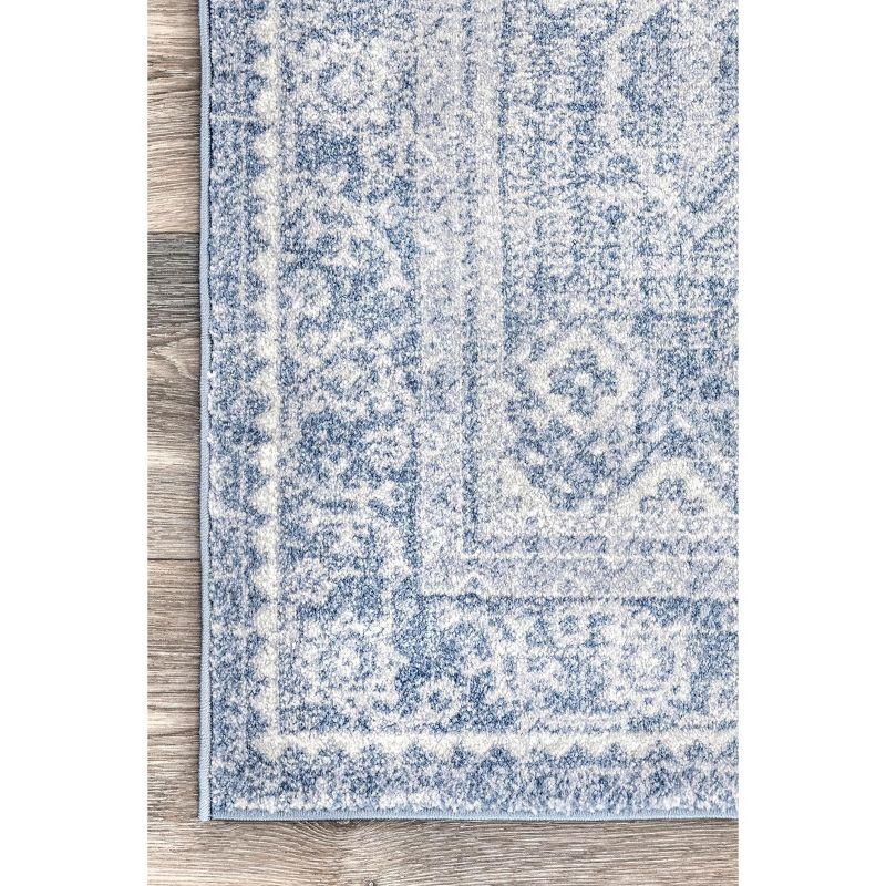 Reversible Blue Synthetic 4' x 6' Rectangular Area Rug