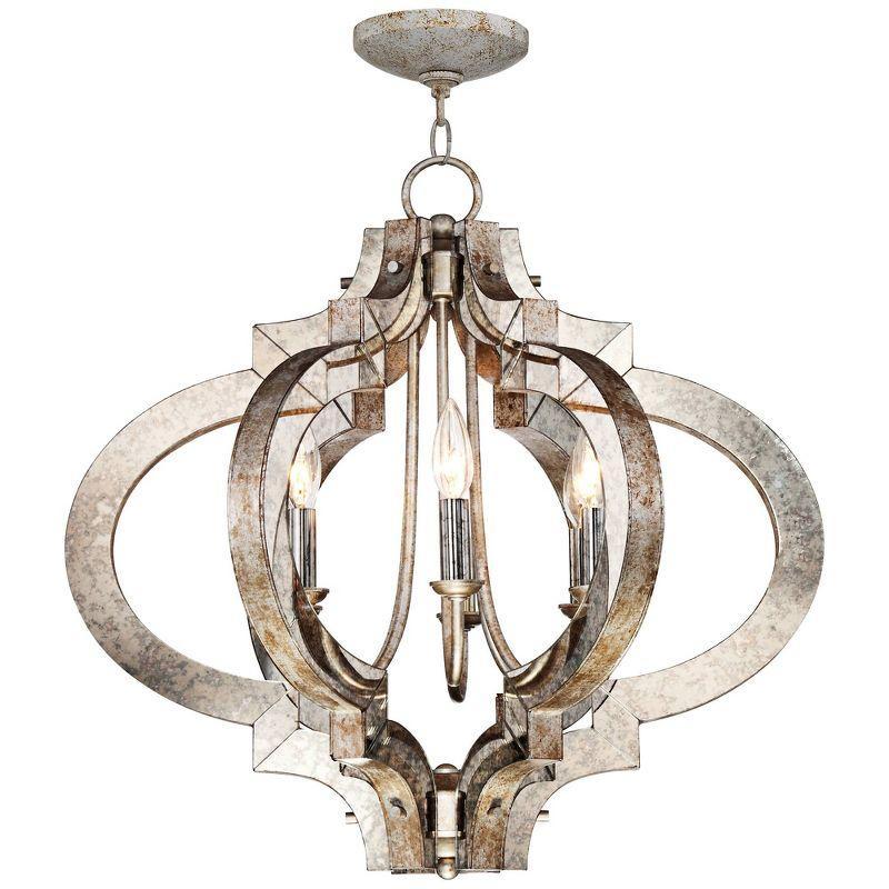 Possini Euro Design Ornament Aged Silver Gold Bronze Chandelier 23 1/4" Wide Industrial 6-Light Fixture for Dining Room Foyer Kitchen Island Entryway