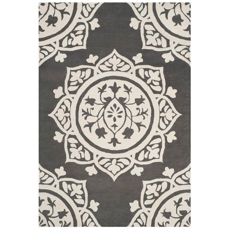 Bella BEL136 Hand Tufted Indoor Area Rug - Dark Grey/Ivory - 6'x9' - Safavieh