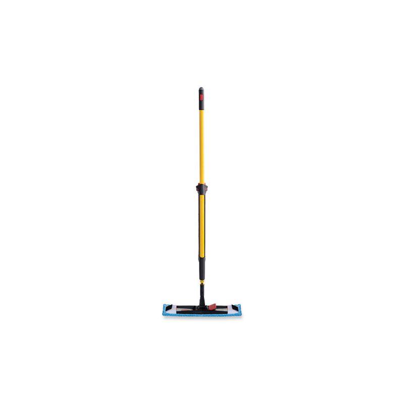 Rubbermaid Commercial Adaptable Flat Mop Kit, 19.5 x 5.5 Blue Microfiber Head, 48" to 72" Yellow Aluminum Handle