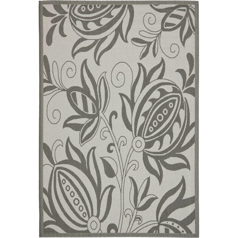 Courtyard CY6109 Power Loomed Indoor/Outdoor Area Rug - Light Grey/Anthracite - 4'x5'7" - Safavieh.