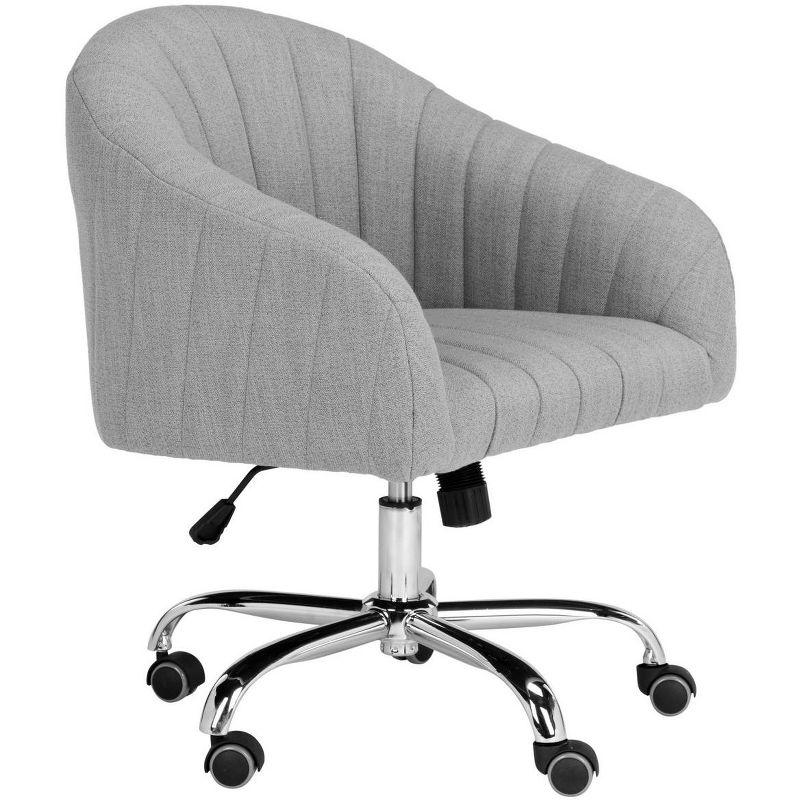 Gray Linen Transitional Swivel Office Chair with Chrome Legs