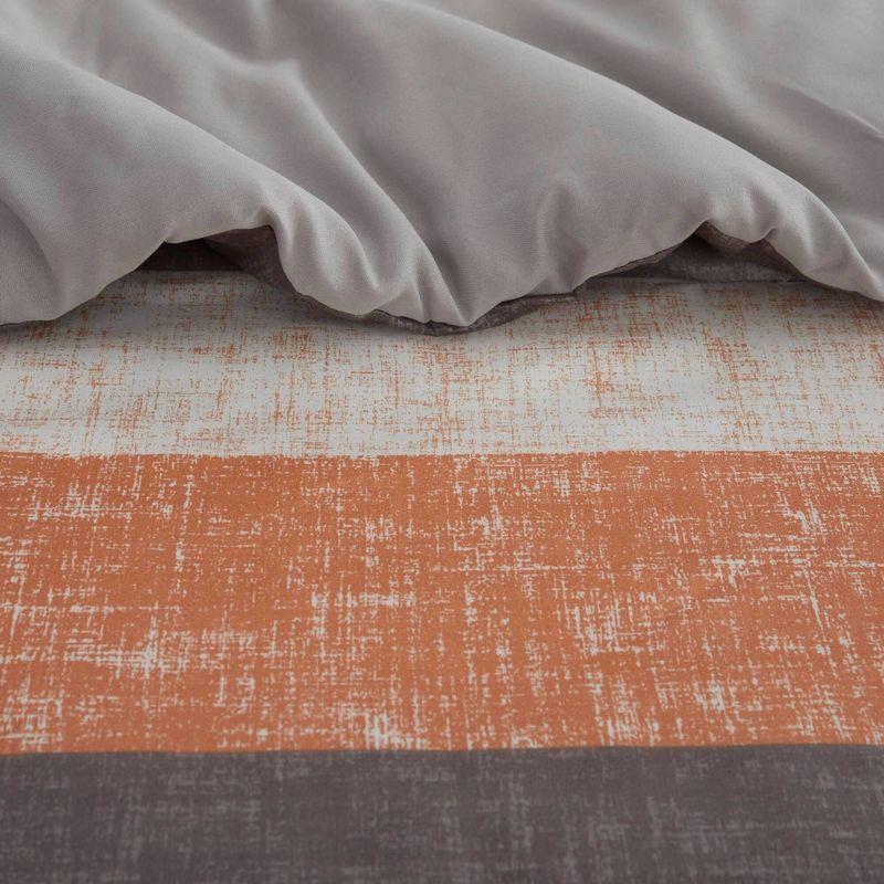 Madison Park Full Ryder Striped Comforter Set with Bed Sheet Coral Orange