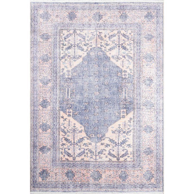 8'x10' Helena Area Rug Denim - Momeni: Bohemian Ikat Design, Low Pile, Polyester & Cotton, Indoor Use, Rectangle Shape