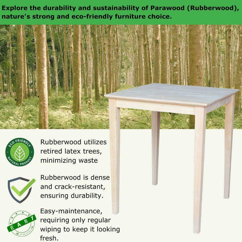 30" Square Solid Wood Counter Height Table with Shaker Legs Unfinished - International Concepts
