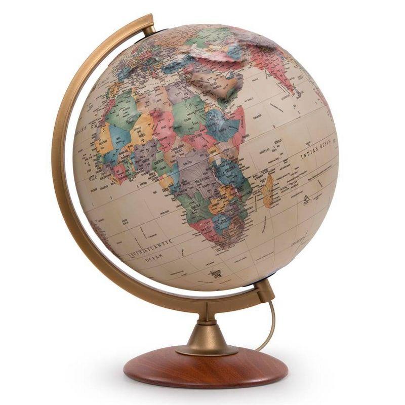 Colombo Antique Physical Relief Globe - Waypoint Geographic: 12" Diameter, Beige, Political Boundaries, Major Cities