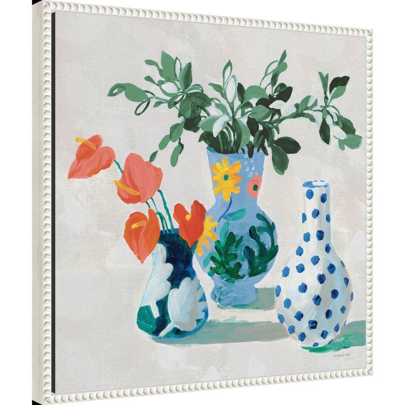 Amanti Art Bungalow Floral Vases by Danhui Nai Canvas Wall Art Print Framed 22 x 22-in.