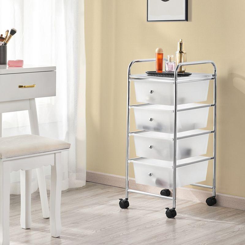 Yaheetech Drawers Rolling Storage Cart Metal Frame Plastic Drawers for Office/Home/Study