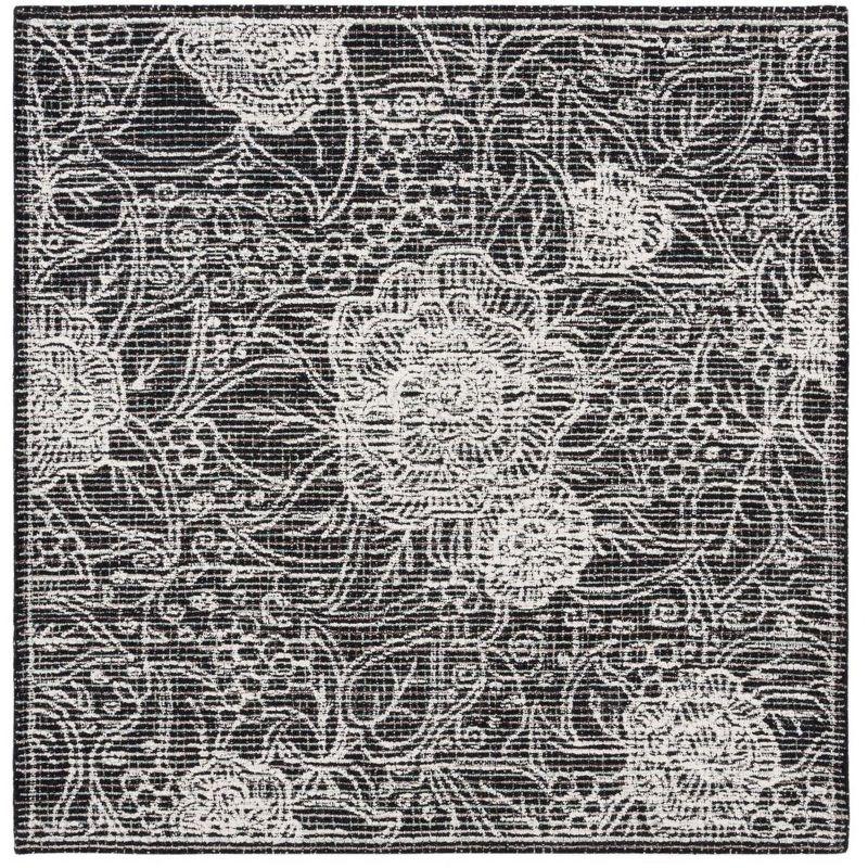 Ebony EBN114 Hand Tufted Area Rug - Black/Ivory - 6'x6' - Safavieh.