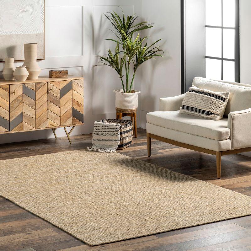 Beige Flat Woven Handmade Cotton Area Rug, 4' x 6'