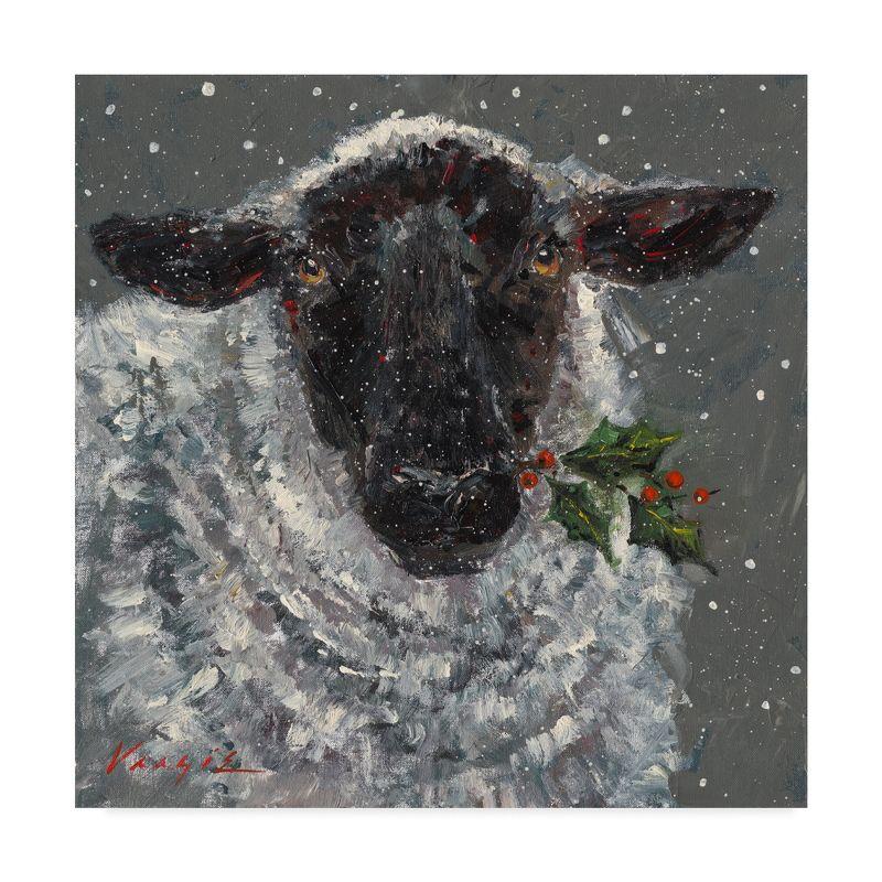 Wren The Christmas Sheep Canvas Art with Floater Frame, 18x18