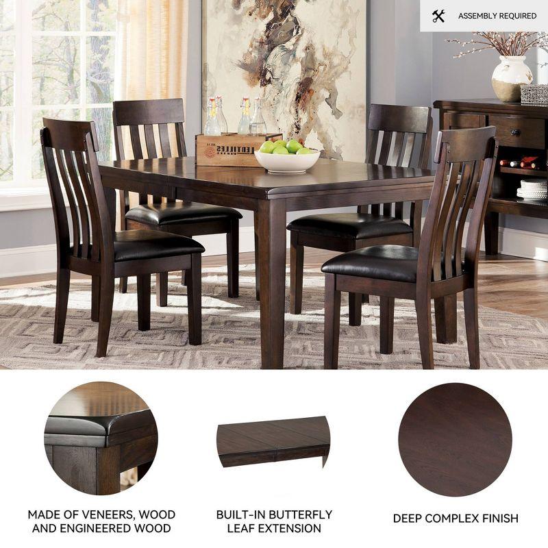 Signature Design by Ashley Haddigan Rectangular Extendable Dining Table Dark Brown: Seats 8, Wood Veneer, Butterfly Leaf