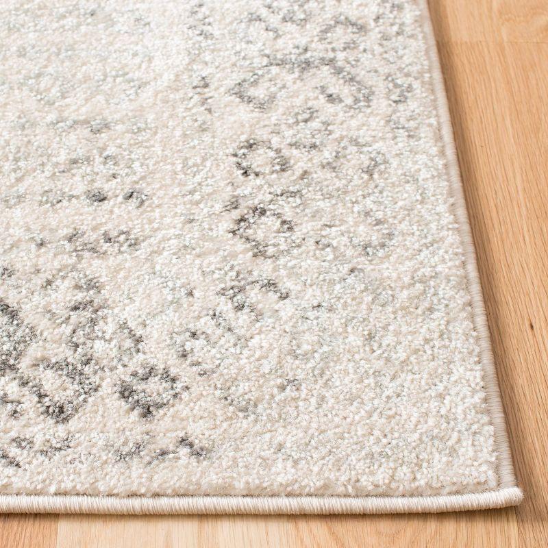 Ivory and Grey Synthetic 2' x 5' Hand-Knotted Easy Care Runner Rug