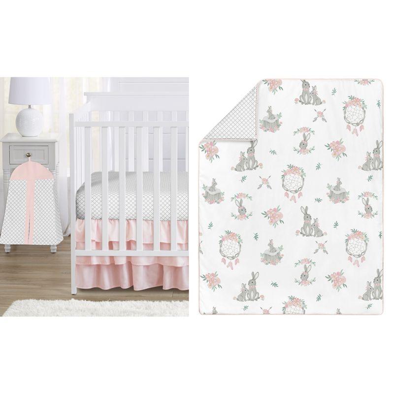 Bunny Floral 4 Piece Crib Bedding Set