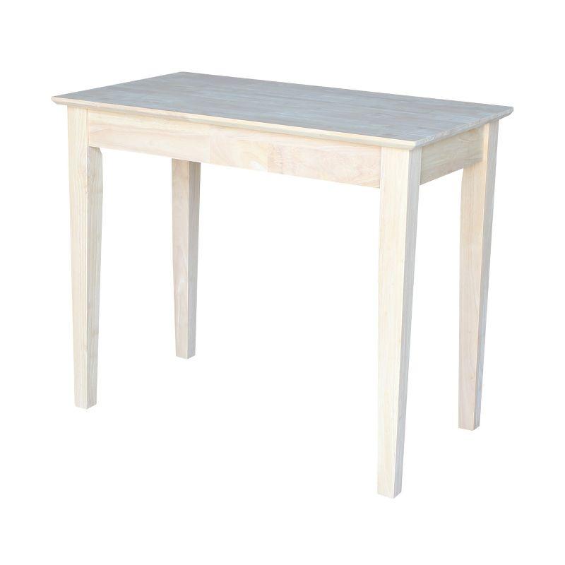 Solid Wood Writing Table Unfinished - International Concepts: 30"H, Hardwood, Narrow Design, 36" Width, Space Saver