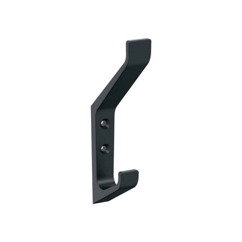 Matte Black Double Prong Metal Wall Hook