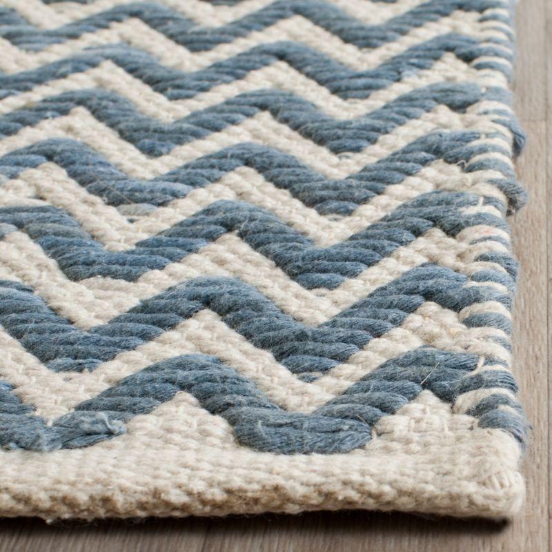 Bohemian Blue and Ivory Handwoven Cotton Kilim Rug - 4' x 6'