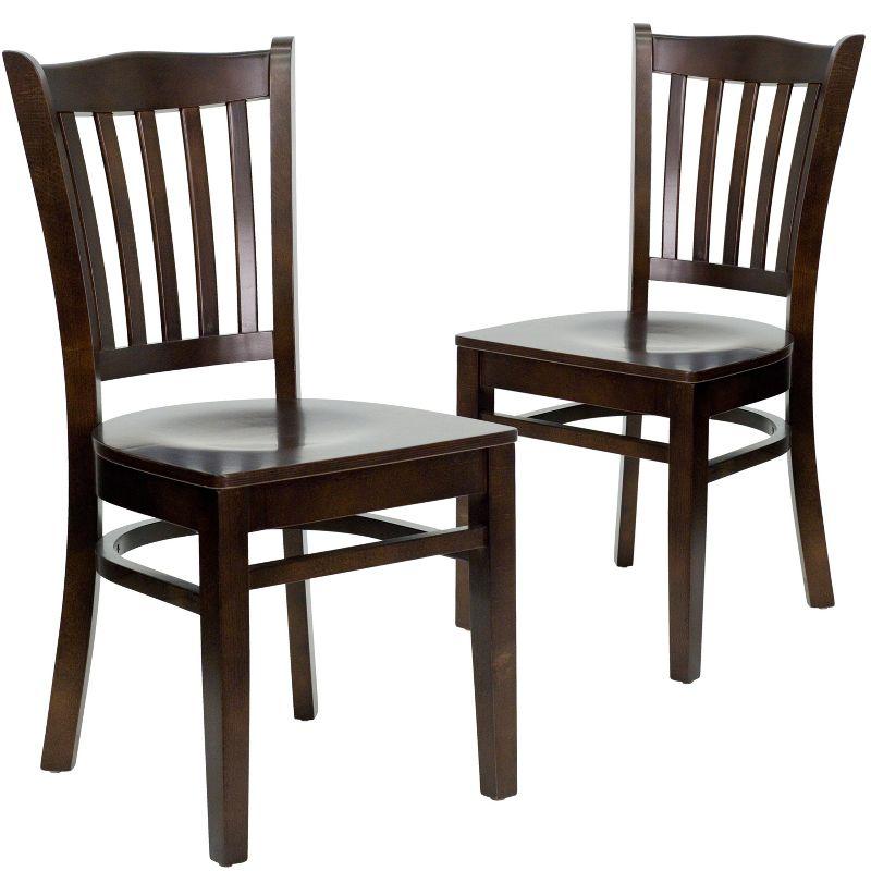 Emma and Oliver Walnut Wood Vertical Slat Back Chairs, 2-Pack