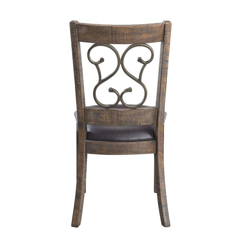 19" Raphaela Dining Chair Black Synthetic Leather and Weathered Cherry Finish - Acme Furniture: Nailhead Trim, Wood Frame, No Tools Assembly